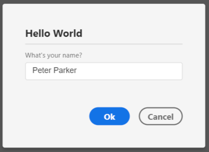 screenshot of the "What's your name" dialog